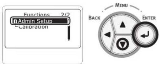 Functions 2/2 Admin Setup Calibration MENU BACK ENTER