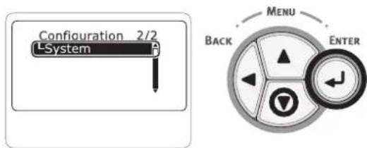 Configuration 2/2 L-System MENU BACK ENTER