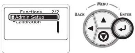 Functions 2/2 Admin Setup Calibration Menu Back ENTER