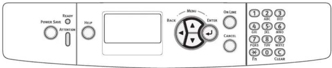 READY POWER SAVE ATTENTION HELP MENU ON LINE BACK ENTER CANCEL 1 2 3 ABC DEF 4 5 6 GHI JKL MNO 7 8 9 PQRS TUV WXYZ × 0 C Fn CLEAR