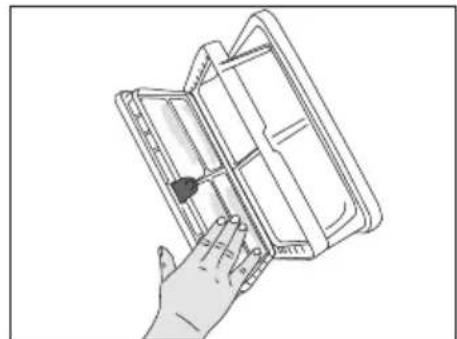Line drawing of a hand holding an open notebook or folder (no text or symbols visible)