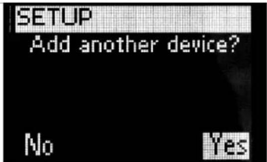 SETUP Add another device? No Yes
