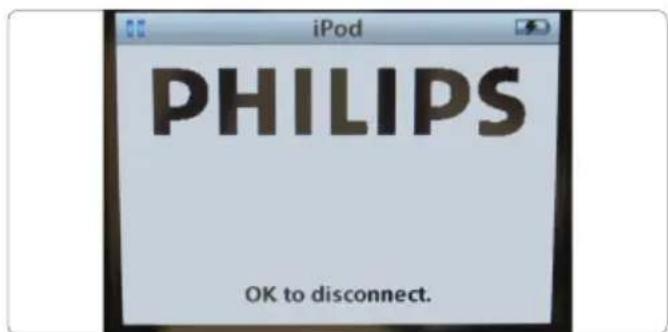 iPod PHILIPS OK to disconnect.
