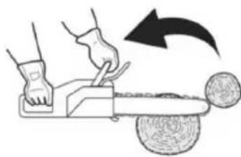 Illustration of a hand using a tool to cut a ball on a cutting board, with an arrow indicating motion (no text or symbols)