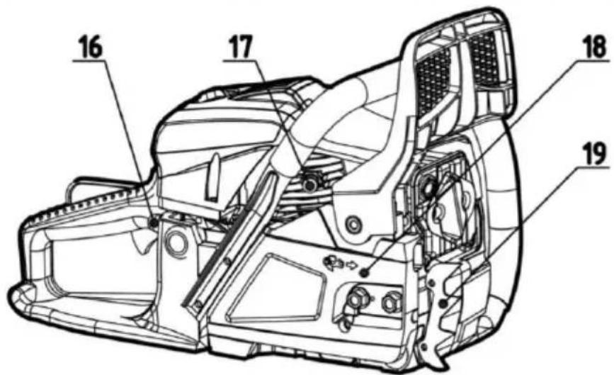 Technical diagram of a car interior with numbered components labeled 16, 17, 18, and 19.
