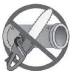 Prohibition sign showing a diagonal slash over a pipe, no text or symbols present