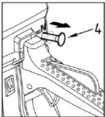 Technical diagram showing a mechanical component with labeled parts and directional arrows indicating motion or force.