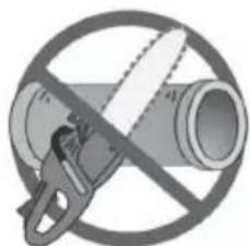 Prohibition sign showing a diagonal slash over a pipe, enclosed in a circle (no text or symbols).