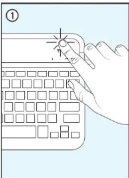Illustration showing a hand typing on a keyboard with a pointer and star symbol indicating typing position