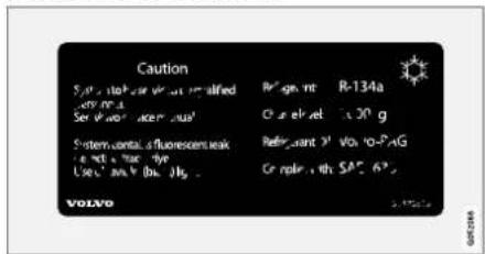 Caution S: 100 mmol/L (mL) flated Cl: 200 g Ser: 500 μmol/L System control: a fluorescent leak I: 100 μg Use: 100 μg (mL) 100 g R-134a O: 20 μg Refrigerant 2% Vol. to-PAG Gr nale, th SAC 67. VOLVO
