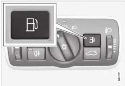 Control panel interface with fuel pump icon and car mode icons, showing navigation buttons and function labels