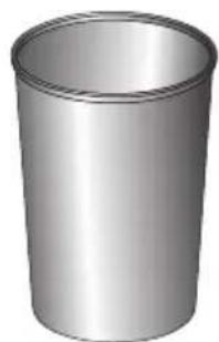 3D rendering of a cylindrical metal cup (no text or symbols)