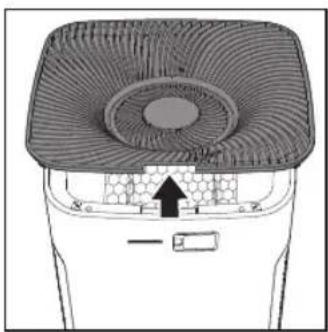 Diagram of a device interior showing a top view with a circular vent and internal structure, no text or symbols present.