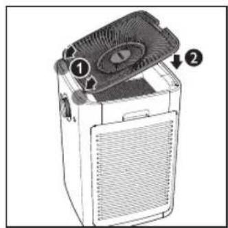 Diagram of a refrigerator with a fan and ventilation slots, showing internal components, no text or symbols.