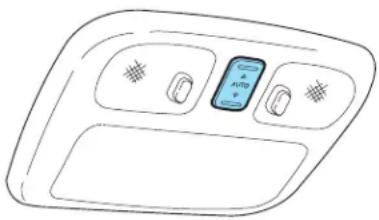 FORD Escape Hybrid (2011) - Ouverture du toit ouvrant transparent: Le toit ouvrant transparent est doté d'une commande automatique d'ouverture, de fermeture et d'aération rapide à impulsion. Pour ouvrir complètement le toit en une seule impulsion, appuyez sur la partie arrière de la commande du toit et relâchez-la. Pour interrompre l'ouverture ou la fermeture du toit avec la commande, appuyez sur la commande. - 1