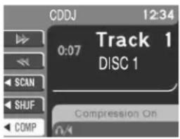 CDDJ 12:34 Piste 1 0:07 DISQUE 1 Compression activée SCAN SHUF COMP