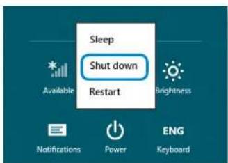 Sleep Shut down Restart Available Brightness Notifications Power ENG Keyboard