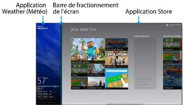 Application Weather (Météo) Barre de fractionnement de l'écran Application Store 57° Partiellement margeux jeux xbox live activité des jeux marché jeux windows