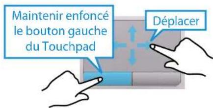 Maintenir enfoncé le bouton gauche du Touchpad Déplacer
