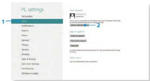 PC settings Personalize Users Notifications Search Share General Privacy Devices Wireless Ease of Access Sync your settings HomeGroup Windows Update Your account: manualU3 Local Account You can use your email address as a Microsoft account to sign in the Windows, which is able to access the old professional services, new settings, and have Set to a Microsoft Internet Explorer Signen options: Change your password: Change your password: 100% (1) Choose a link: You need to enter a password when clicking your PC. Sign it is an administrator or change this setting. Other wins: Sign it is an administrator or user to this PC.