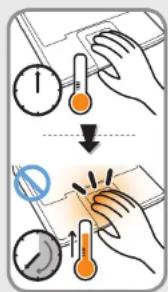 Diagram illustrating temperature measurement steps with labeled components and directional arrows