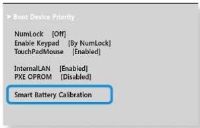 Boot Device Priority NumLock [Off] Enable Keypad [By NumLock] TouchPadMouse [Enabled] InternalLAN [Enabled] PXE OPROM [Disabled] Smart Battery Calibration
