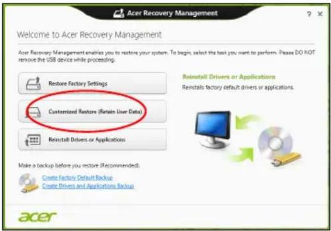ACER TravelMate P249 - Restauro personalizado com Acer Recovery Management - 1