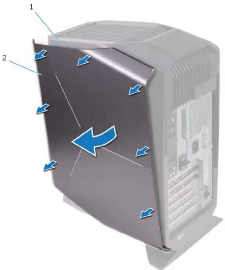 Diagram of a server rack with labeled components and directional arrows indicating flow or movement