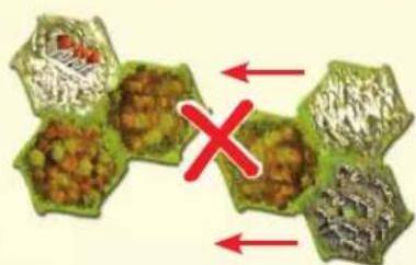 Diagram showing three green leaf-like structures with internal foliage and a red 'X' symbol indicating a crossed-out or incorrect condition.
