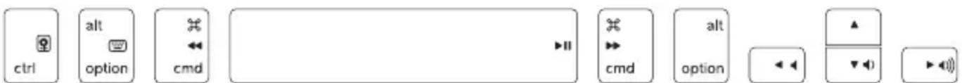 ctrl alt option cmd ▶II cmd alt option ◀◀ ▲ ▼◀ ▶◀◀
