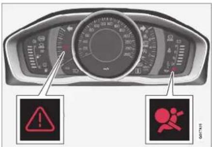 CNC car dashboard with warning icons and display indicators showing red warning symbols and a black circular dial.