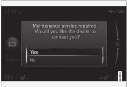 Maintenance service required. Would you like the dealer to contact you? Yes No