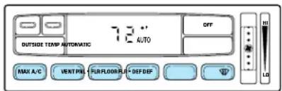 OUTSIDE TEMP AUTOMATIC 7.3° AUTO MAX A/C VENT PANEL FLOOR DEF OFF L0 H1