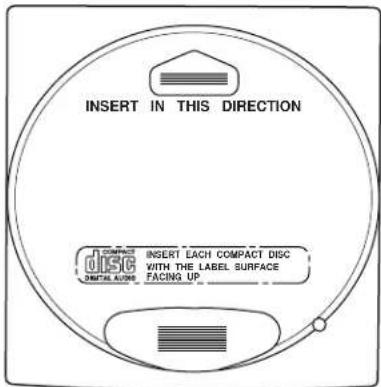 INSERT IN THIS DIRECTION R. SURFACE INSERT EACH COMPACT DISC DISC WITH THE LABEL SURFACE FACING UP