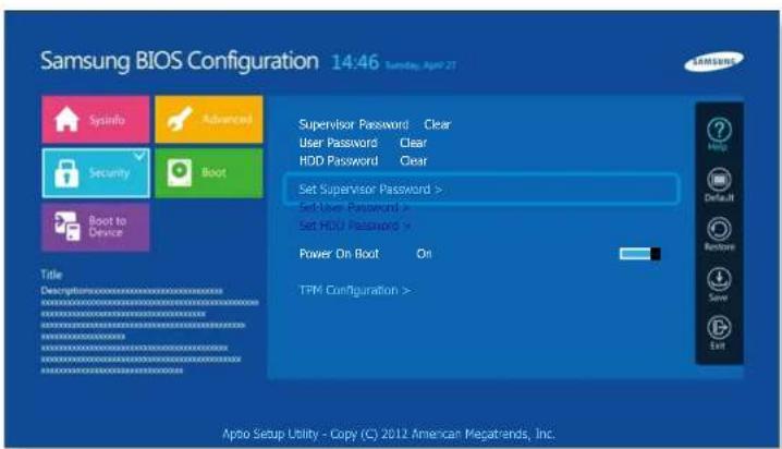 SAMSUNG ATIV XE7100TC - Définition d'un mot de passe superviseur - 1
