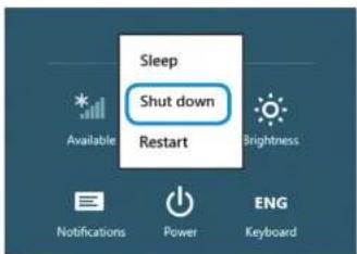 Sleep Shut down Restart Available Brightness Notifications Power Eng Keyboard