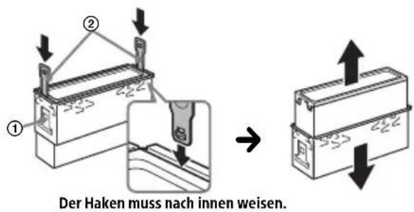 Der Haken muss nach innen weisen.