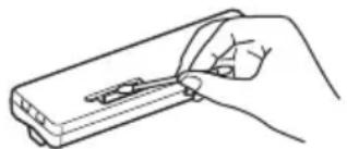 Line drawing of a hand holding a tool, no text or symbols present.