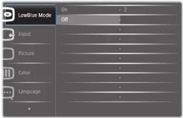 Mode LowBlue Activé 2 Désactivé Entrée Image Couleur Langue