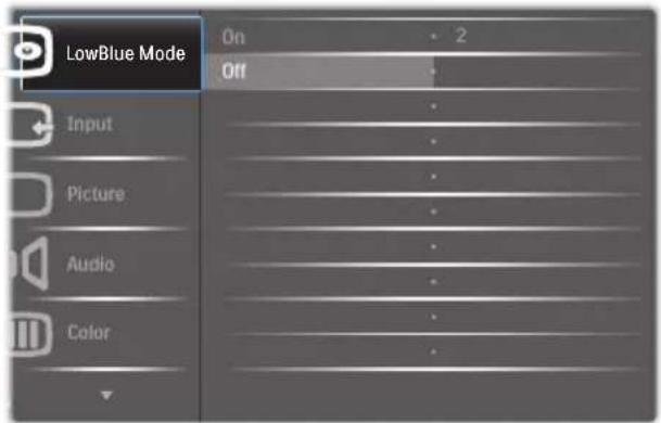 Mode LowBlue Activé 2 Désactivé Entrée Image Audio Couleur