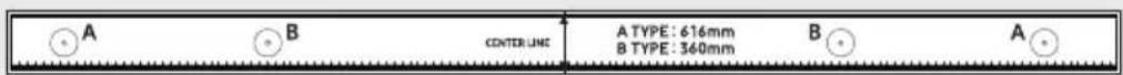 A B CENTER LINE A TYPE: 616mm B TYPE: 360mm B A
