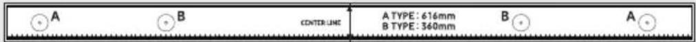 A B CENTER LINE A TYPE: 616mm B TYPE: 360mm B A