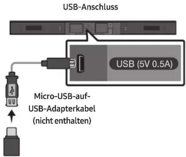 USB-Anschluss USB (5V 0.5A) Micro-USB-auf- USB-Adapterkabel (nicht enthalten)