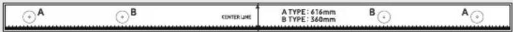 A B CENTER LINE A TYPE: 616mm B TYPE: 360mm B A