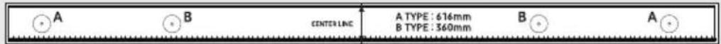 A B CENTER LINE A TYPE : 616mm B TYPE : 360mm B A