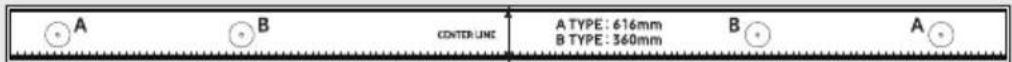 A B CENTER LINE A TYPE: 616mm B TYPE: 360mm B A