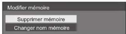 Modifier mémoire Supprimer mémoire Changer nom mémoire