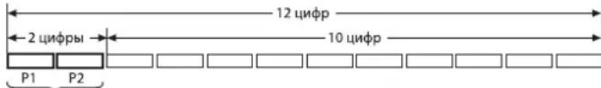 12 цифр 2 цифры 10 цифр P1 P2