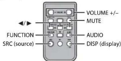 VOLUME +/- MUTE FUNCTION AUDIO SRC (source) DISP (display)