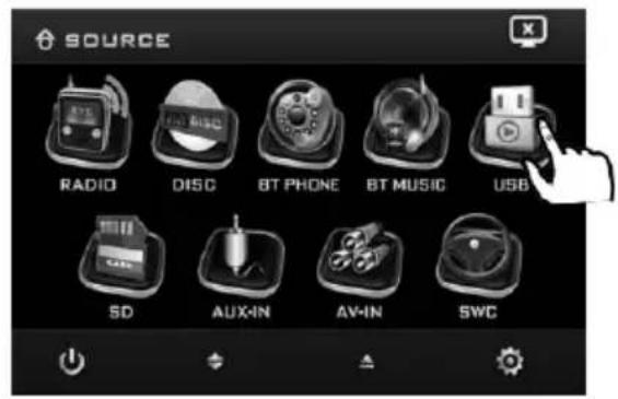 SOURCE RADIO DISC BT PHONE BT MUSIC USB SD AUX-IN AV-IN SWC